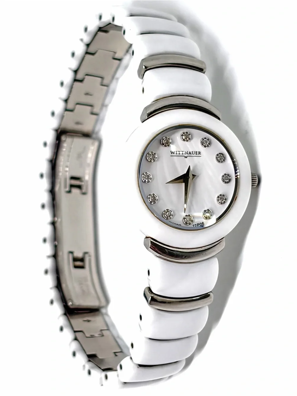 Wittnauer White Ceramic Diamond Luxury Watch Women’s Swiss Sapphire Crystal